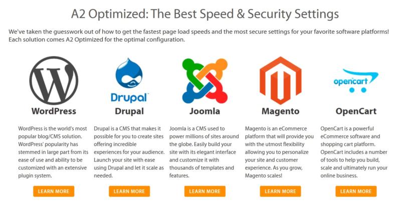 A2 Hosting optimized speed settings.