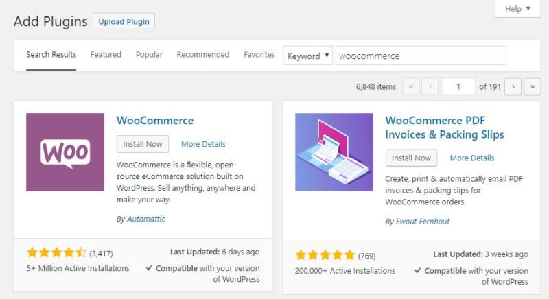 Installing WooCommerce.