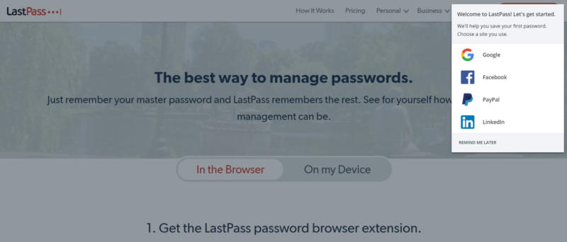 Adding accounts to LastPass.