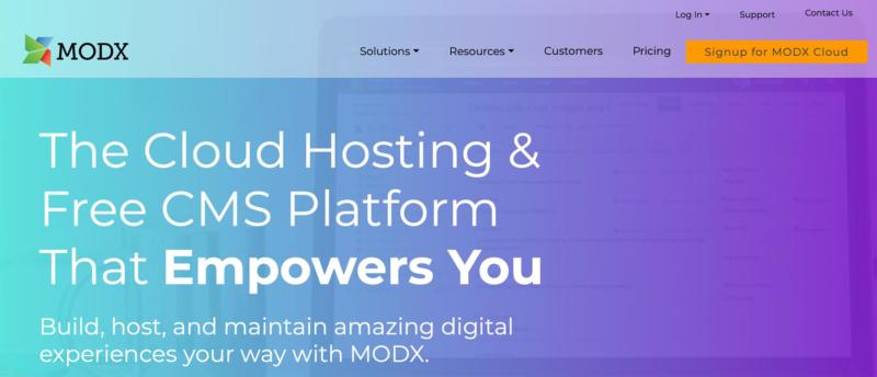 The MODx home page. 