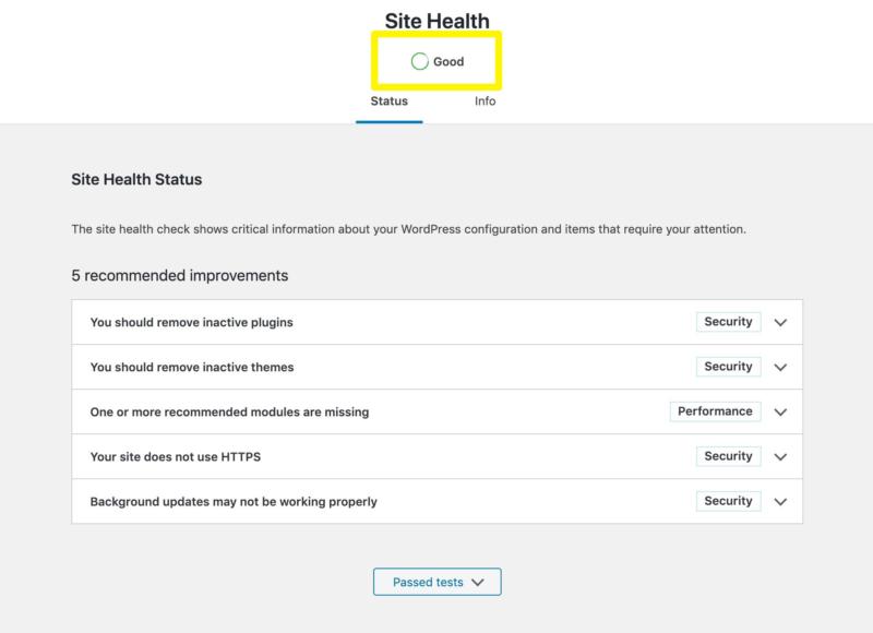 Site health score.