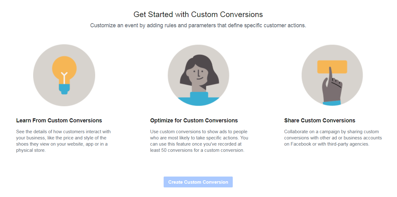 Creating custom conversions on Facebook.