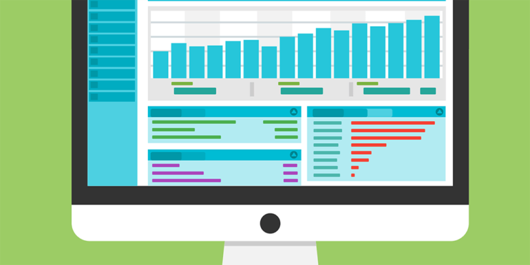 An illustration of a screen showing analytics.