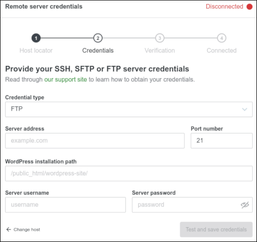 Jetpack - SFTP settings