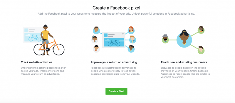 Creating a Facebook pixel.