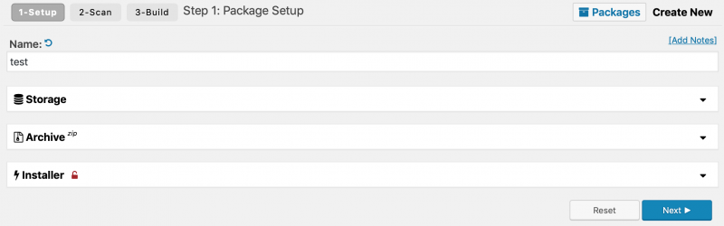 Creating a backup in Duplicator.