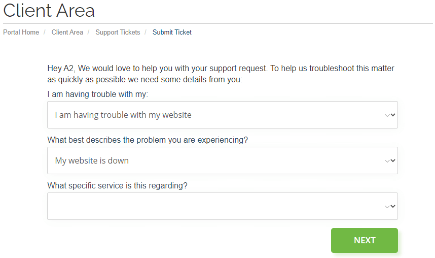 Submitting a support ticket.